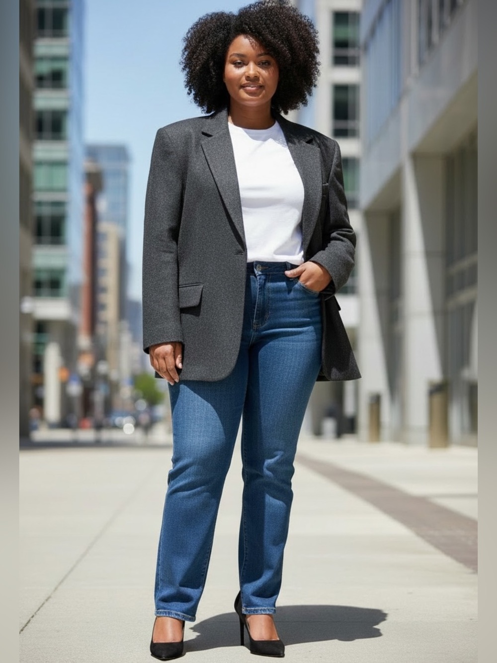 Sag Harbor Vintage Charcoal Wool Blazer
